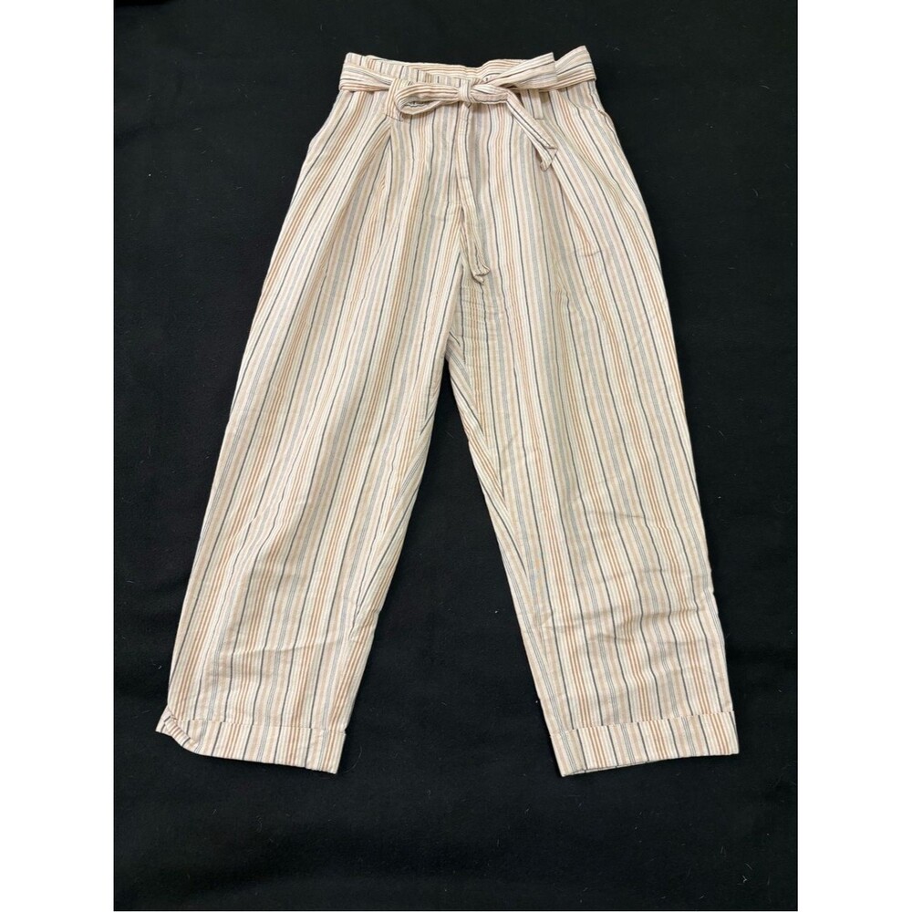 Le Lis high rise striped pants sz M pleated paperbag waist cropped